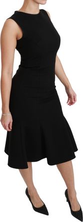 Dolce & Gabbana Womens Black Fit Flare Wool Stretch Sheath Dress