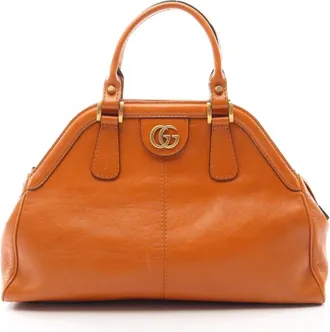Gucci Brown Leather Handbag Tote Bag (Pre-Owned)
