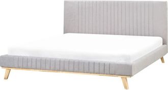 Beliani Bed Chenille TALENCE 180 x 200 cm (EU Super King) Light Grey