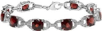 House of Brilliance Haus Of Brilliance Colorful Gemstones Silver 18.05 Ct. Tw. Diamond & Garnet Link Bracelet