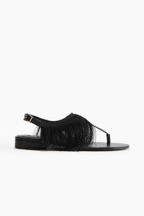 H&M Sandalen mit Fransenbesatz - Schwarz