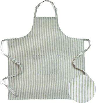 Solino Home Linen Apron 38 x 36 in for Dining Table, Holiday and Everyday Table Decor - Linen Full Midi Apron in Avocado And White at Nordstrom, Size