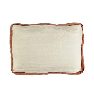 POMAX Coj&iacute;n lino blanco y canela 60X40