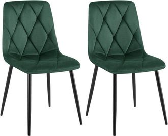 Clp Set di 2 sedie da pranzo Clairton verde Velluto