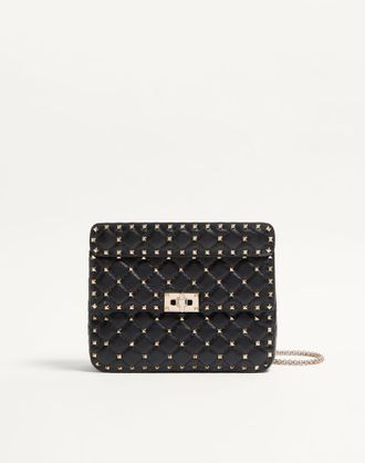 Valentino Garavani Borsa Media Rockstud Spike In Nappa Donna NERO UNI