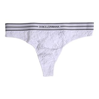 Dolce & Gabbana Bottoms, female, White, Size: XL Floral Lace Bottom Panty