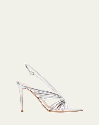 Gianvito Rossi 105mm Metallic Leather Slingback Sandals