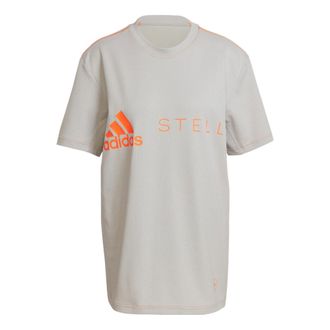 adidas (WMNS) adidas by Stella McCartney Logo T-Shirt Grey Orange HB7404