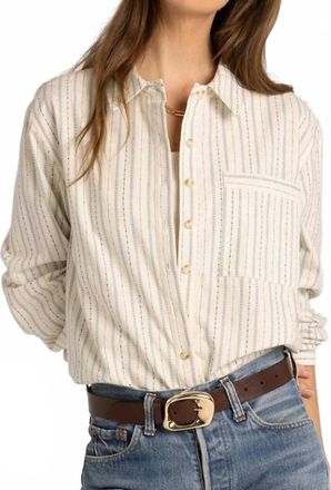 Thread & Supply Lexington Striped Button Down Top In Blue/cream