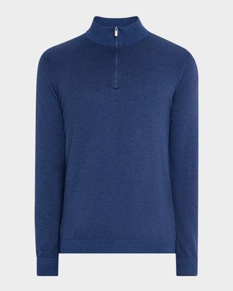 Peter Millar Mens Birdseye Knit Quarter-Zip Sweater