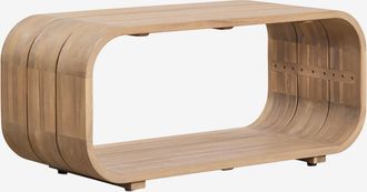 Sklum Mesa Auxiliar Para Jard&iacute;n Rectangular 85x35 Cm En Madera De Acacia Brivori Sklum