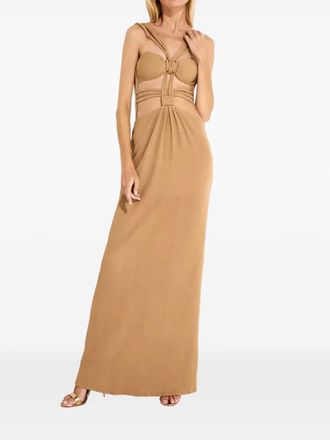 PatBo Gebreide maxi-jurk met gekruiste bandjes - Beige