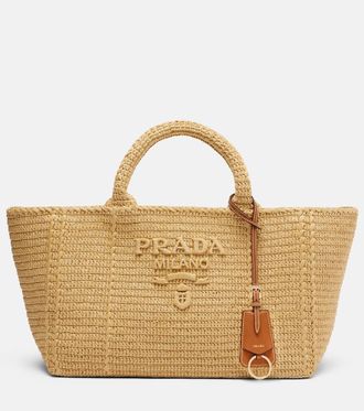 Prada Large crochet raffia-effect shopper