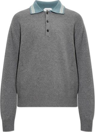 Versace Truien & Vesten, Heren, Grijs, XL, Wol, Wool Long-Sleeve Polo