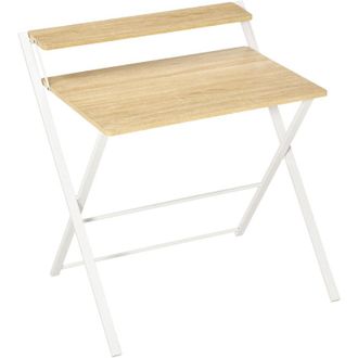 HOMCOM Scrivania Pieghevole Salvaspazio con Mensola Legno Metallo 81.5x70x84cm - Homcom
