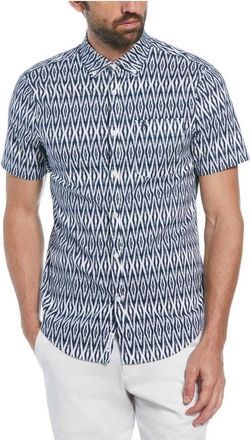 Original Penguin Heren Ikat Normaal Shirt Met Korte Mouwen (Sargasso Zee)