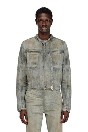 Diesel Jacket in cotton-hemp satin denim - Denim Jackets - Man - Grey