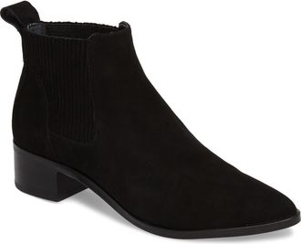 Dolce Vita Macie Pointy Toe Chelsea Bootie in Onyx Suede at Nordstrom Rack, Size 6