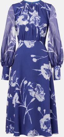 Erdem Abito midi in voile di seta con stampa