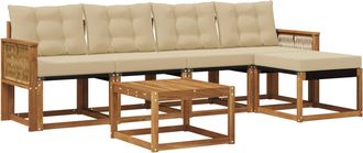 vidaXL Conjunto De Sof&aacute;s De Exterior 6 Uds. Natural Y Beige Vidaxl