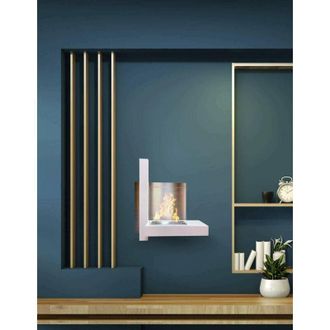 Dmora Dmora - Chimenea De Bioetanol Bern, Chimenea Ecol&oacute;gica, Hogar Sin Humo, Calefactor De Etanol, Made In Italy, 65x23 H75 Cm, Blanco