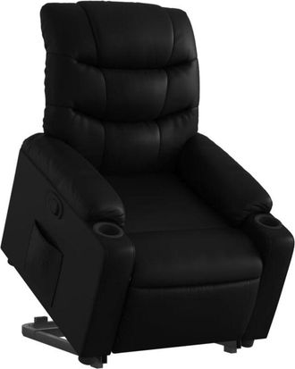 vidaXL Sill&oacute;n Reclinable Elevable Cuero Artificial Negro Vidaxl