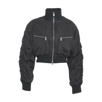 Pinko Bomber Jackets, female, Black, Size: L Stylish Cropped Bomber Jacket Aw25