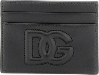 Dolce & Gabbana Logoed Leren Kaarthouder met DG Logo - Dames - Portefeuilles - Zwart - ONE Size - Leer - Accessoires