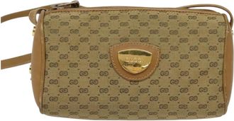 Gucci Gg Canvas Beige Canvas Shoulder Bag (Pre-Owned)