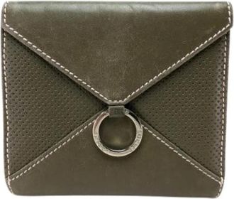 Loewe Pre-owned Bi-fold Portemonnee - Dames - Vintage Accessoires - Groen - ONE Size - Leer - Vintage