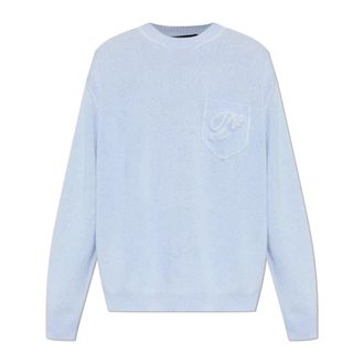 Dsquared2 Round-neck Knitwear, male, Blue, Size: 3XL Pocket Sweater