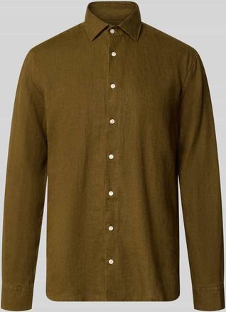 Seidensticker Regular Fit Business-Hemd aus Leinen mit Kentkragen in Oliv, Gr&ouml;&szlig;e 39
