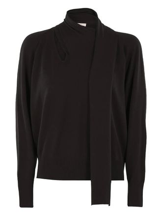 Zanone neck-tie sweater - women - Virgin Wool/Polyamide - M - Black