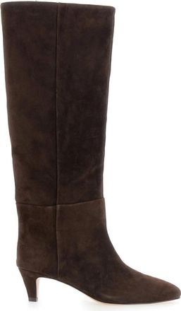 Twinset Lederen enkellaarsjes met hak - Dames - Laarzen met Hak - Bruin - 36 EU - Leer - Schoenen