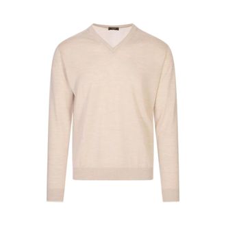 PESERICO Peserico, V-neck Knitwear, male, Beige, Size: 2XL V-neck Knitwear