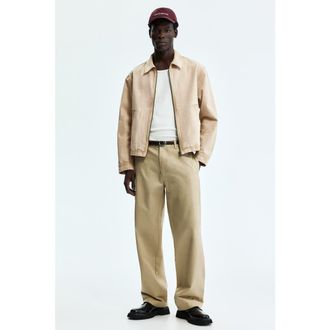 H&M Cotton jacket with collar in Beige at Nordstrom, Size Xx-Large
