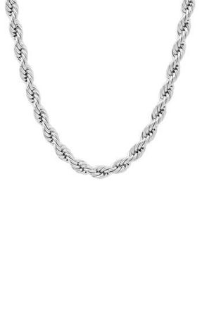 Steeltime Mens Rope Chain Necklace in Silver at Nordstrom Rack, Size 24