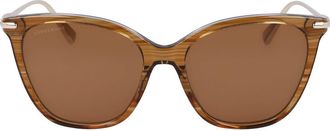 Longchamp Roseau 55mm Rectangular Sunglasses in Striped Brown at Nordstrom