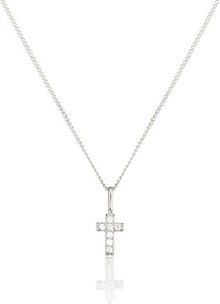 Lily & Roo Solid White Gold Genuine Diamond Tiny Cross Necklace