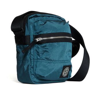 Stone Island Messenger Bags, male, Blue, Size: ONE SIZE Green Shoulder Bag with Zip Closure