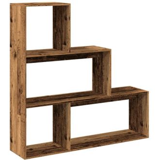 vidaXL Librer&iacute;a Divisora 3 Niveles Madera Envejecida 123x29x123 Cm Vidaxl