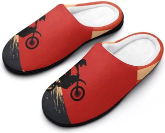 Generic Japanese Wave Motorcycle Motocross Flag Mens House Slippers Memory Foam Washable Cotton Slip on Home Shoes