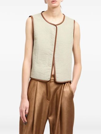 Giorgio Armani quilted silk vest - women - Silk/Lambskin - 38 - Neutrals