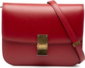 Celine Womens Pre-owned Medium Calfskin Classic Box - Red Leather - One Size