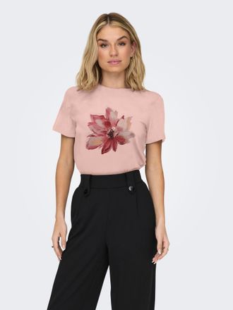 Only Kurzarmshirt ONLY ONLKITA LIFE REG S/S MIX TOP CS JRS EX., Damen, Gr. XXL, rose smoke print:artsy flower, Single Jersey, Obermaterial: 100% Baumwolle,