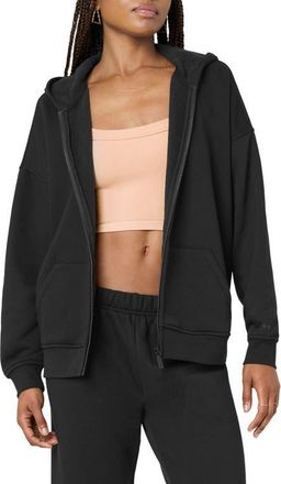 Florence By Mills Cozy Crush Oversize Zip Hoodie in Black at Nordstrom, Size Xx-Small
