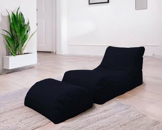 Talamo Italia Talamo Italia - Dmora Chaise Longue De Sal&oacute;n Moderno, Made In Italy, Sill&oacute;n Con Reposapi&eacute;s De Nailon, Puf Tapizado Para Dormitorio, 120x80h60 Cm, Colo