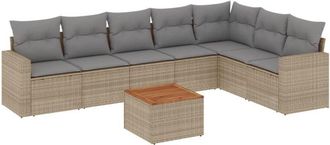 vidaXL Vidaxl - Juego De Sof&aacute;s De Jard&iacute;n Con Cojines Beige 8 Pzas Rat&aacute;n Pe