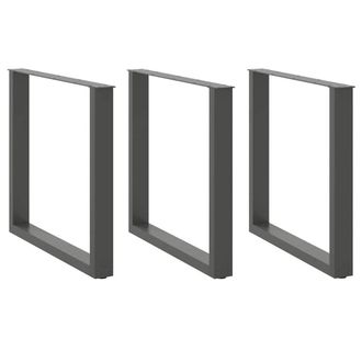 Berkfield Home Coffee Table Legs U-Shaped 3 pcs Anthracite 90x(72-73) cm Steel in Dark Grey