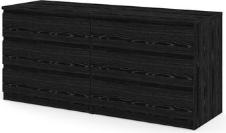 Tvilum Scottsdale 6 Drawer Double Dresser, Black Wood Grain
